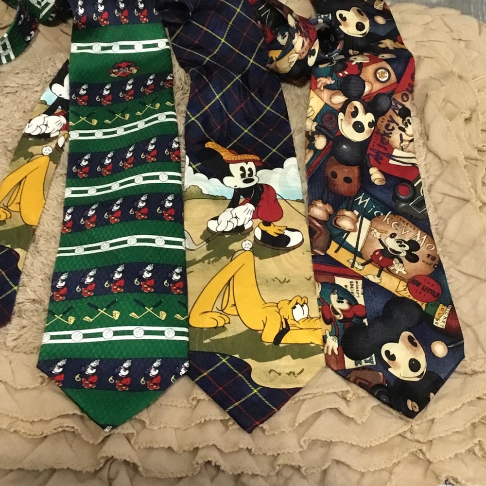 Bundle 3 Silk Mickey Mouse Ties Mickey & Co Atlas Design Golfing